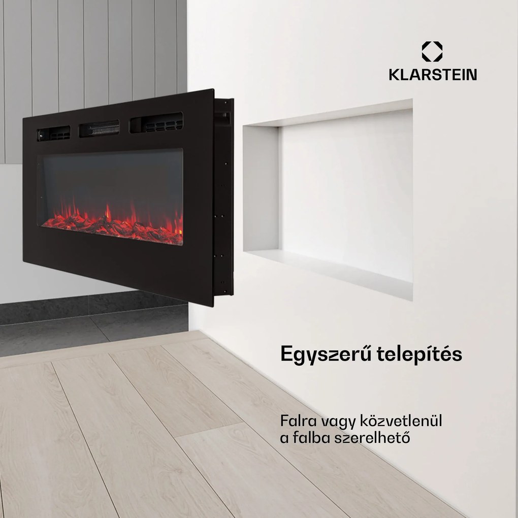 Klarstein Galeras, elektromos fali és beépített kandalló, 1800 W, LED, 3 szín, időzítő