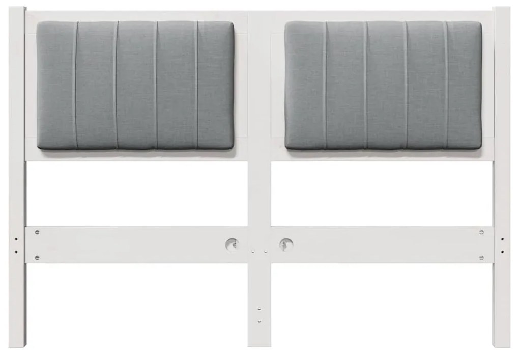 Kárpitozott fejtámla fejtámlával Fehér 120 cm Tömör fenyőfa