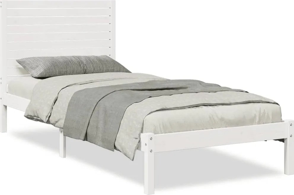 vidaXL fehér tömör fa extra hosszú ágykeret matrac nélkül 90 x 210 cm