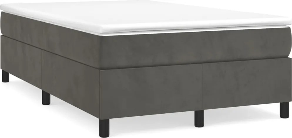 vidaXL sötétszürke bársony rugós ágy matraccal 120 x 200 cm