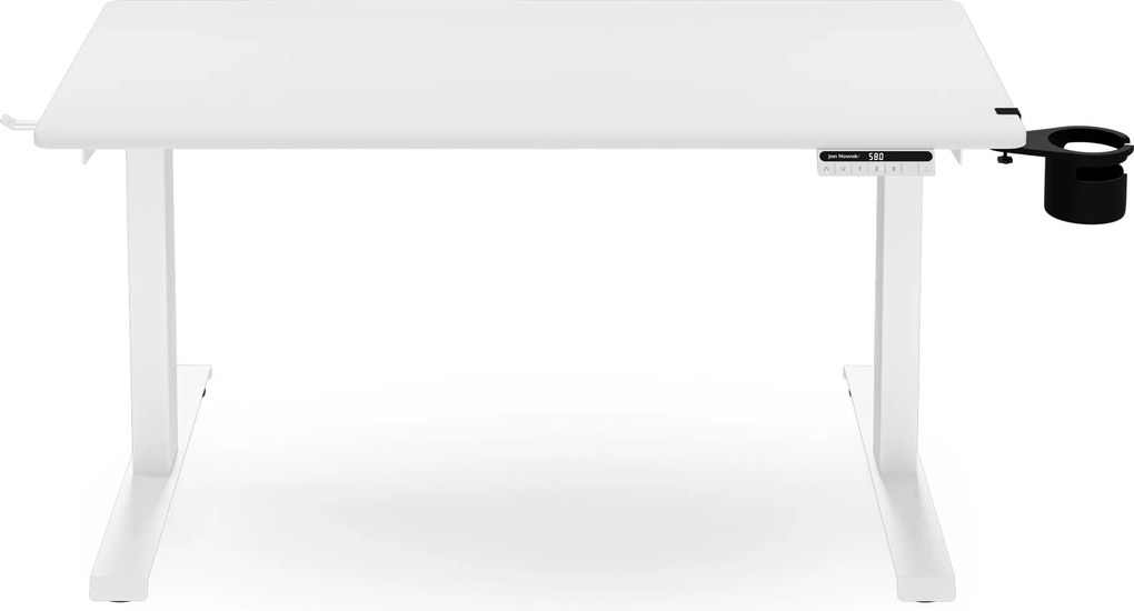 Elektromos, állítható magasságú, ergonomikus, fehér íróasztal,1200x600 mm: ARIA