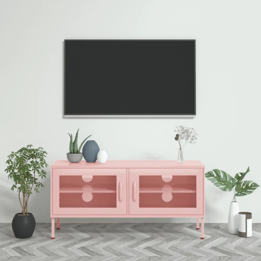 rózsaszín acél TV-szekrény 105 x 35 x 50 cm