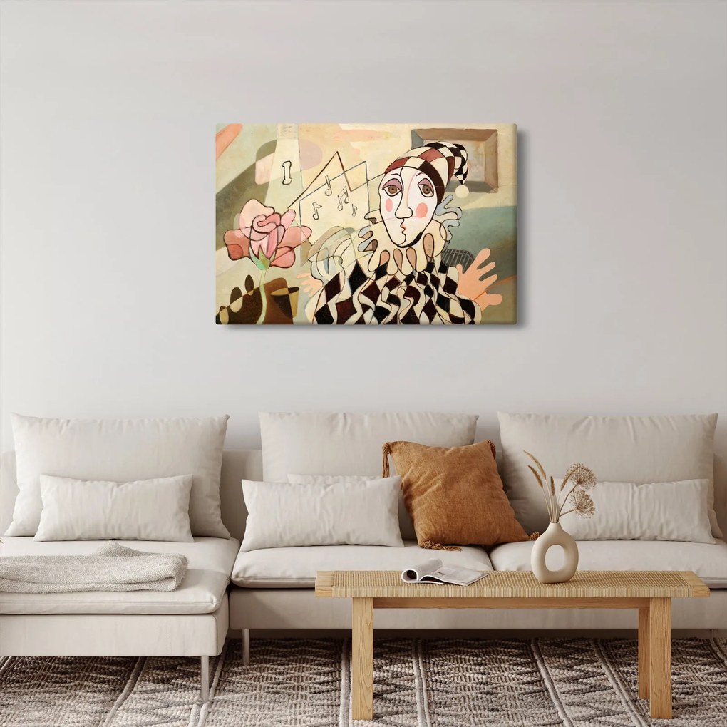 Kép - kubizmus -harlequin and rose (90x60 cm)