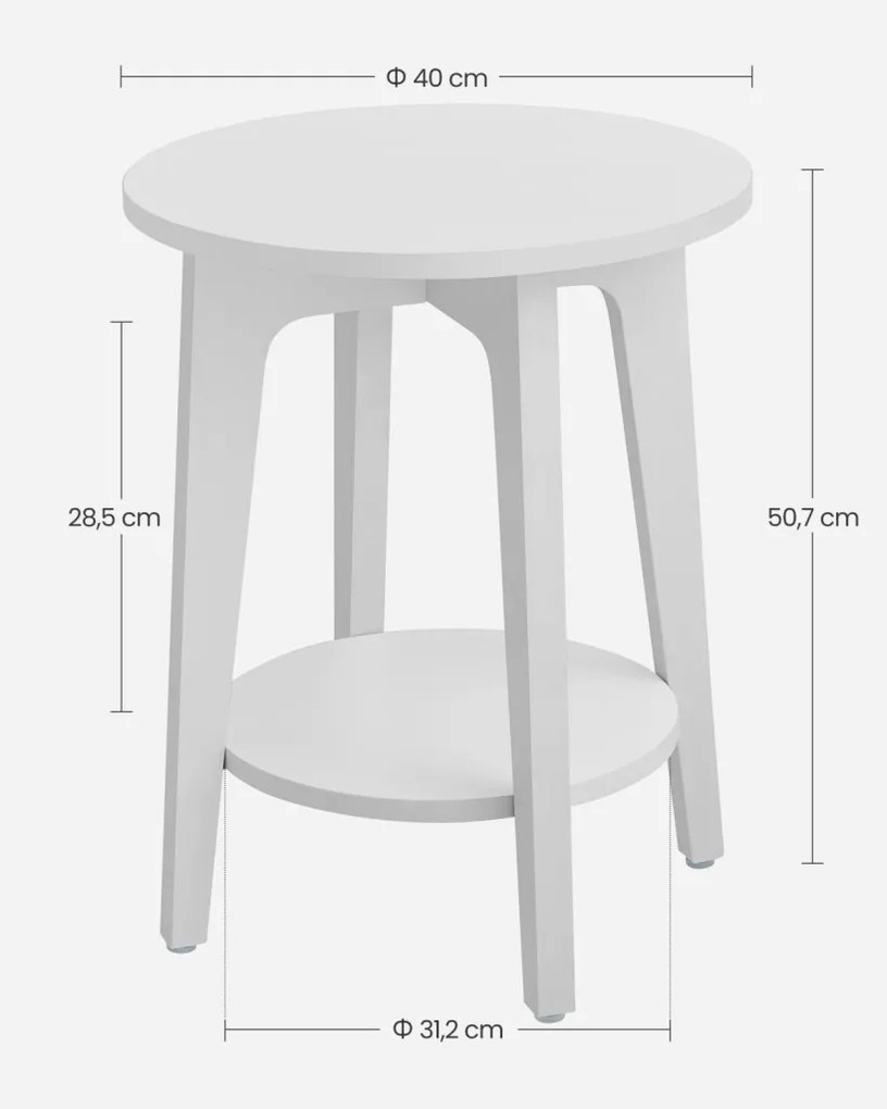 Lerakó asztal, fehér, 50 cm magas 40 cm átmérő
