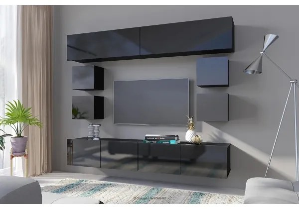 Faliszekrény PAVO 34x34 cm fényes fekete