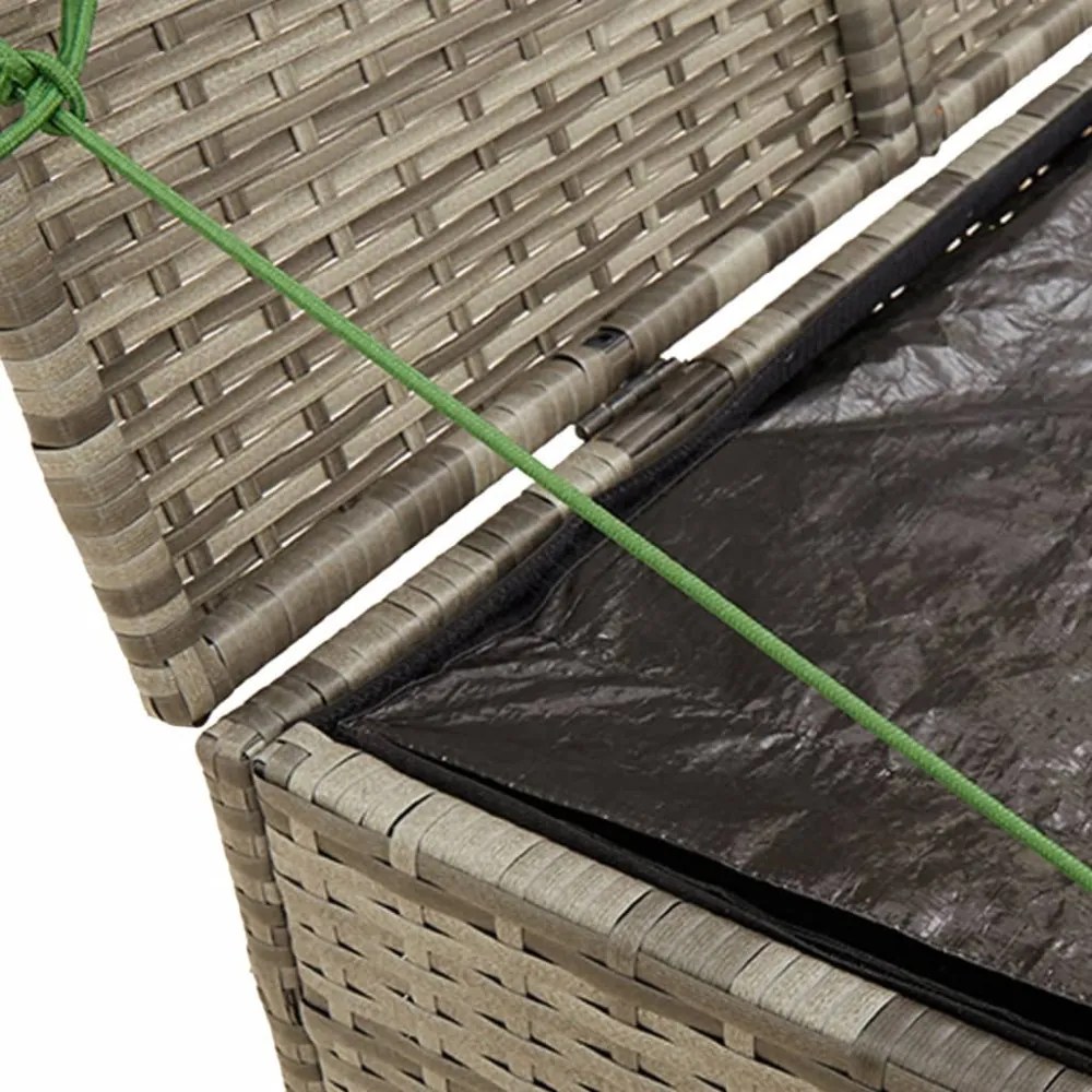 szürke polyrattan kerti tárolóláda 291 L