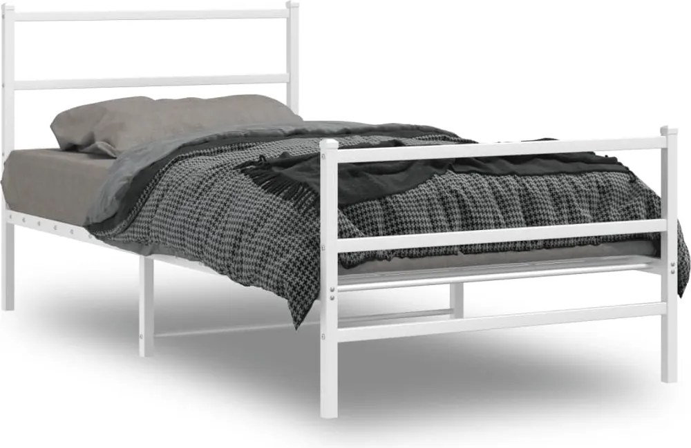 vidaXL fehér fém ágykeret fej- és lábtámlával 100 x 190 cm