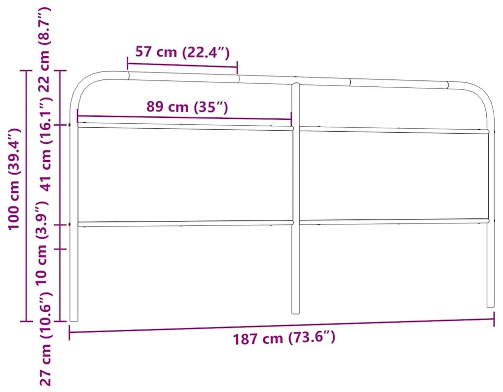 barna tölgy színű acél és szerelt fa fejtámla 180 cm