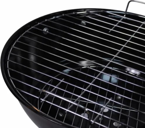 Kompakt faszenes golyósgrill  hőmérővel fekete