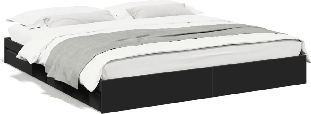 vidaXL fekete szerelt fa ágykeret 200 x 200 cm