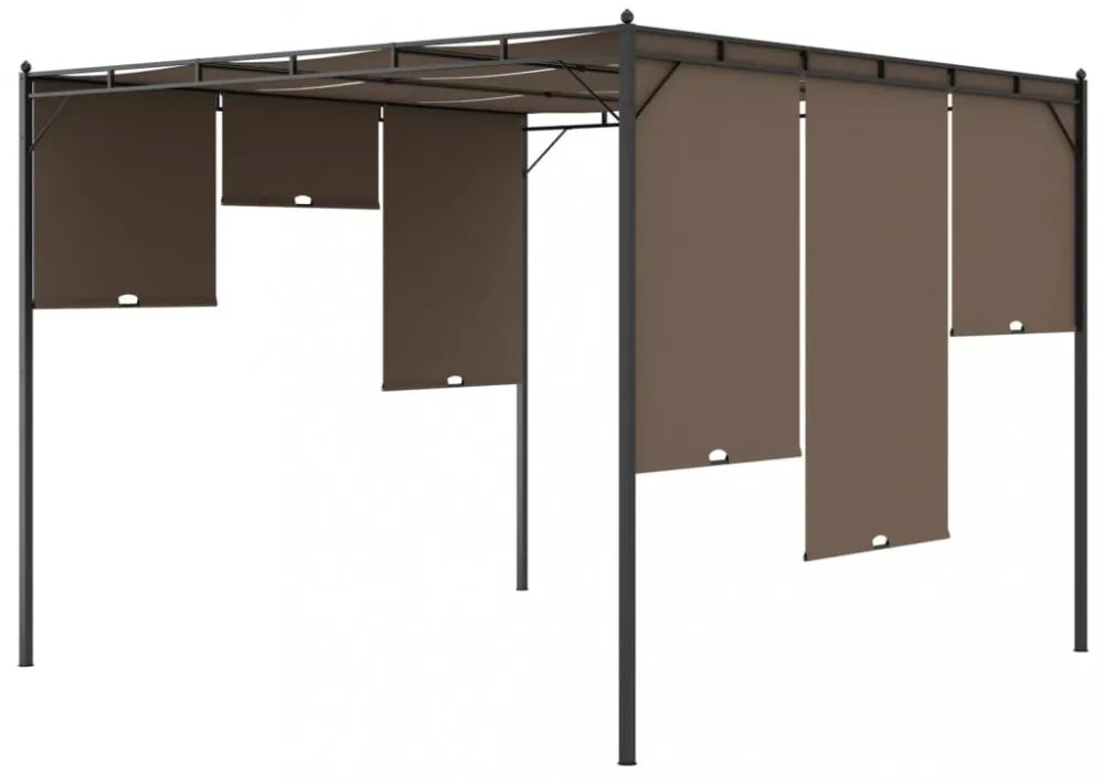 tópszínű kerti pavilon oldalfüggönnyel 3 x 3 x 2,25 m