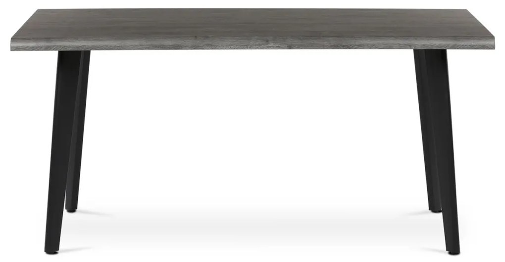 Masă de sufragerie, 160x90x75 cm, blat MDF, decor stejar gri, picioare metalice