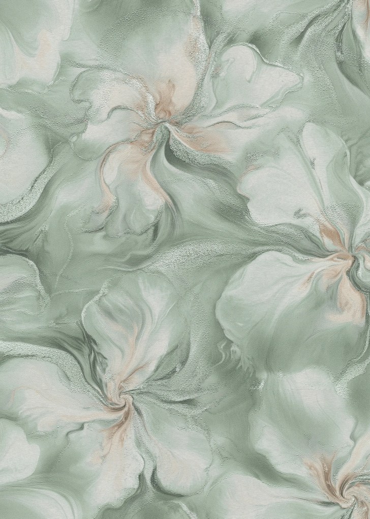 Vinil tapéta Flizelin elmosódott zöld virágok fényes