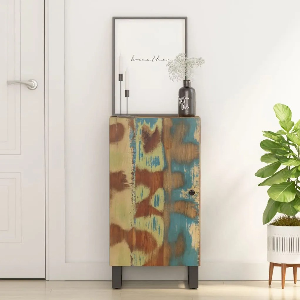 tömör újrahasznosított fa tálalószekrény ajtóval 40x31x75 cm