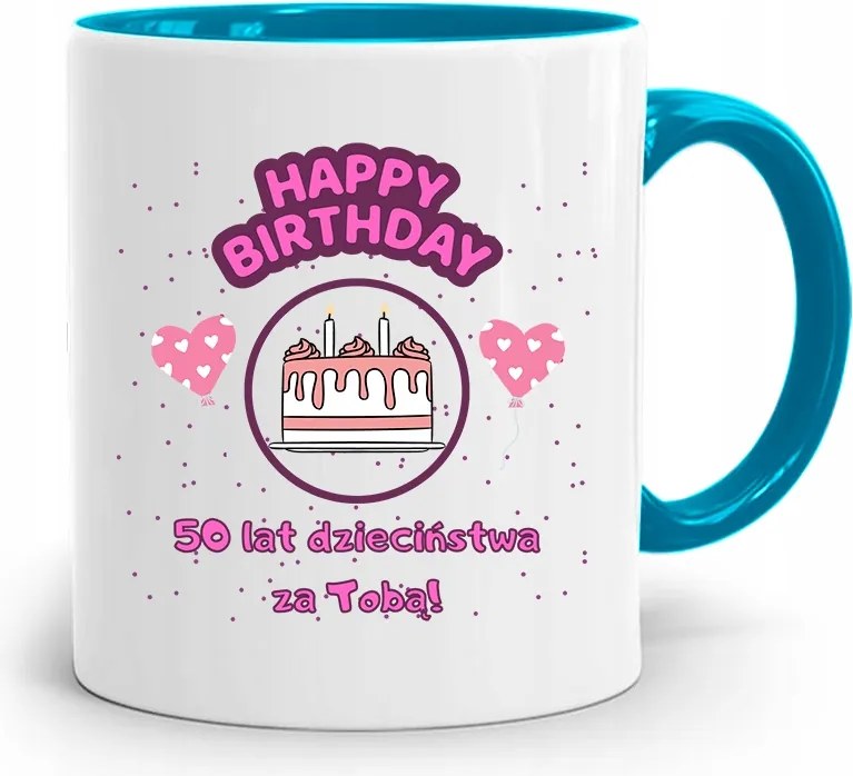 Születésnapra 50 50-es 50-es Kék Ajándék Bögre fényképes nyomattal