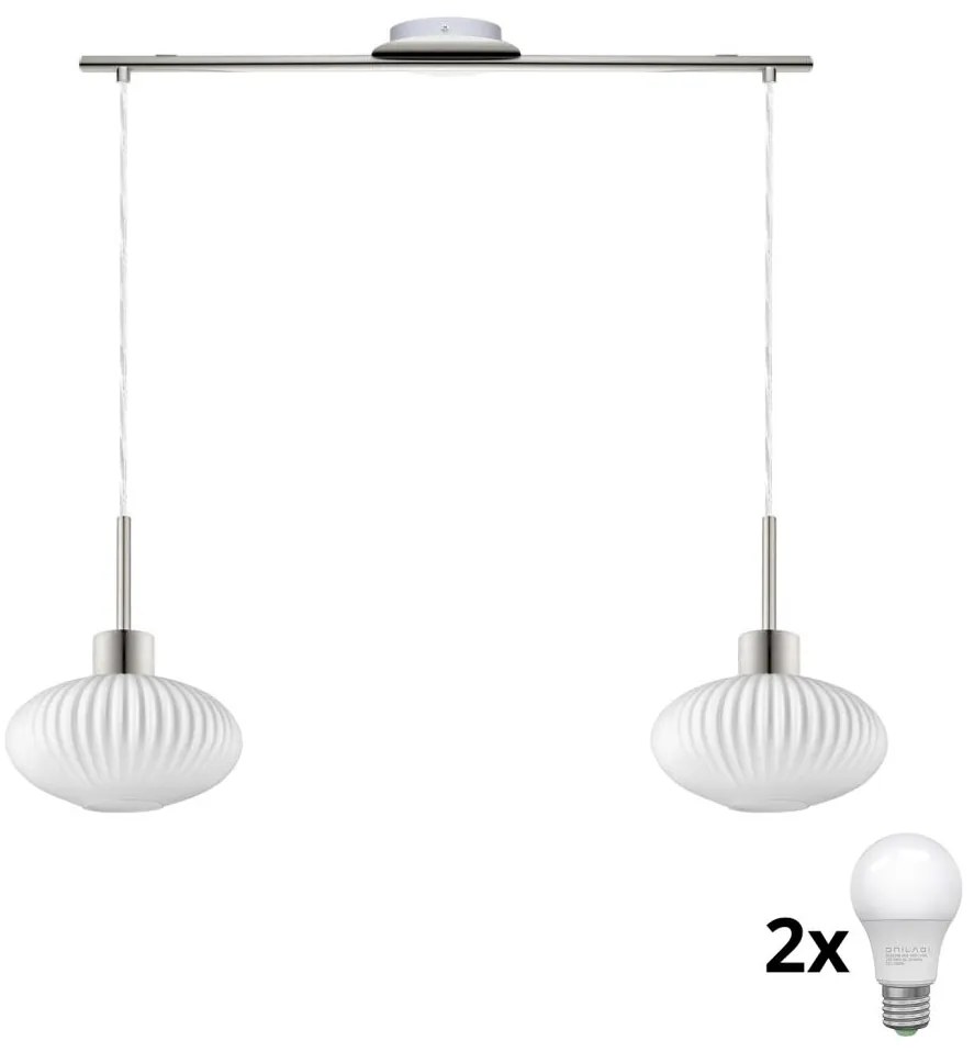 LED csillár kábelen HARMA 2xE27/60W/230V matt króm/fehér