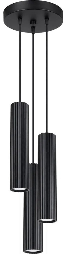 Sollux SL.1576 - Csillár zsinóron KARBON 3xGU10/10W/230V fekete