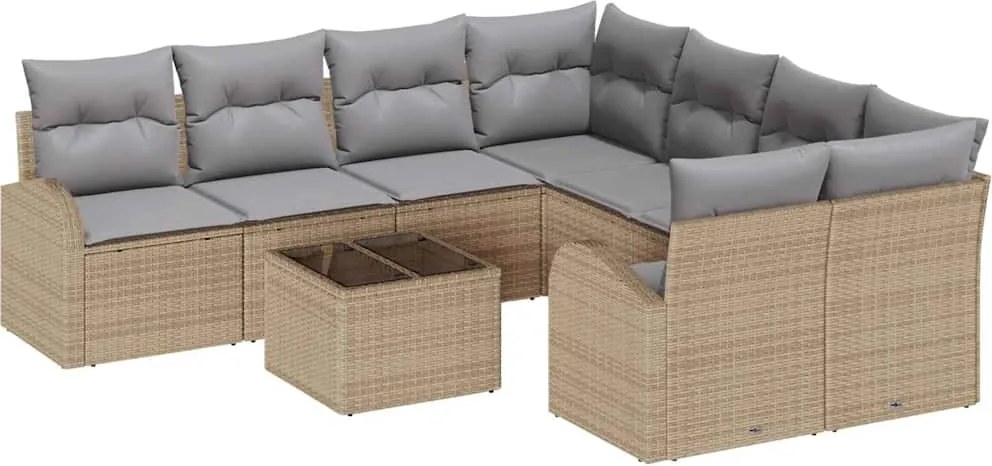 vidaXL Kerti Kanapé Szett Bézs 55 x 55 x 37 cm polirattan
