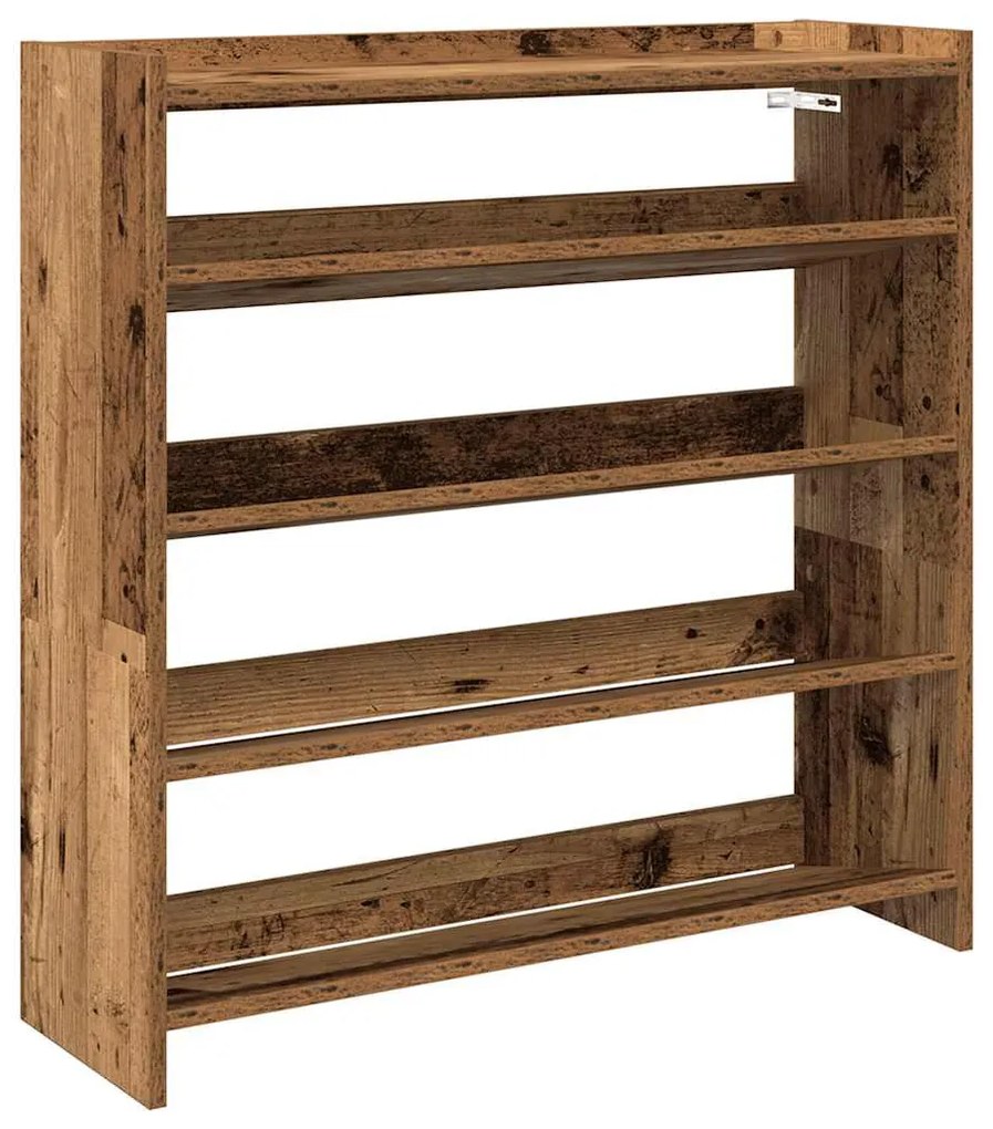 antik fa szerelt fa cipőtartó 80x25x81 cm