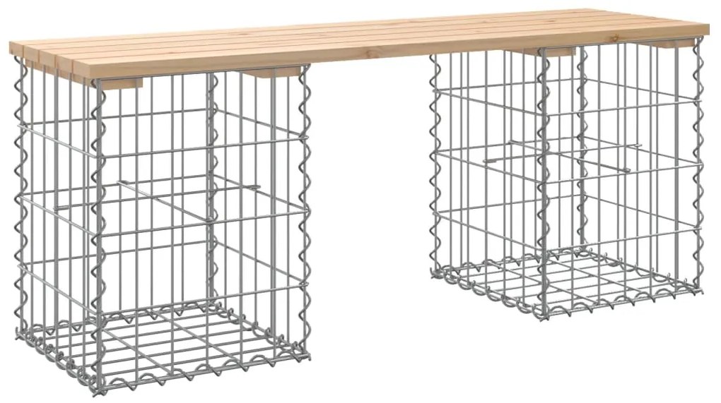 vidaXL tömör fenyőfa gabion kerti pad 103x31x42 cm