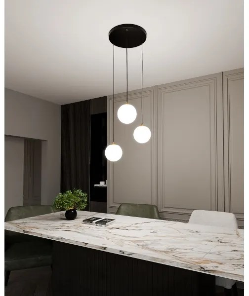 Csillár zsinóron ROYAL 3xE14/10W/230V átm. 30 cm fekete