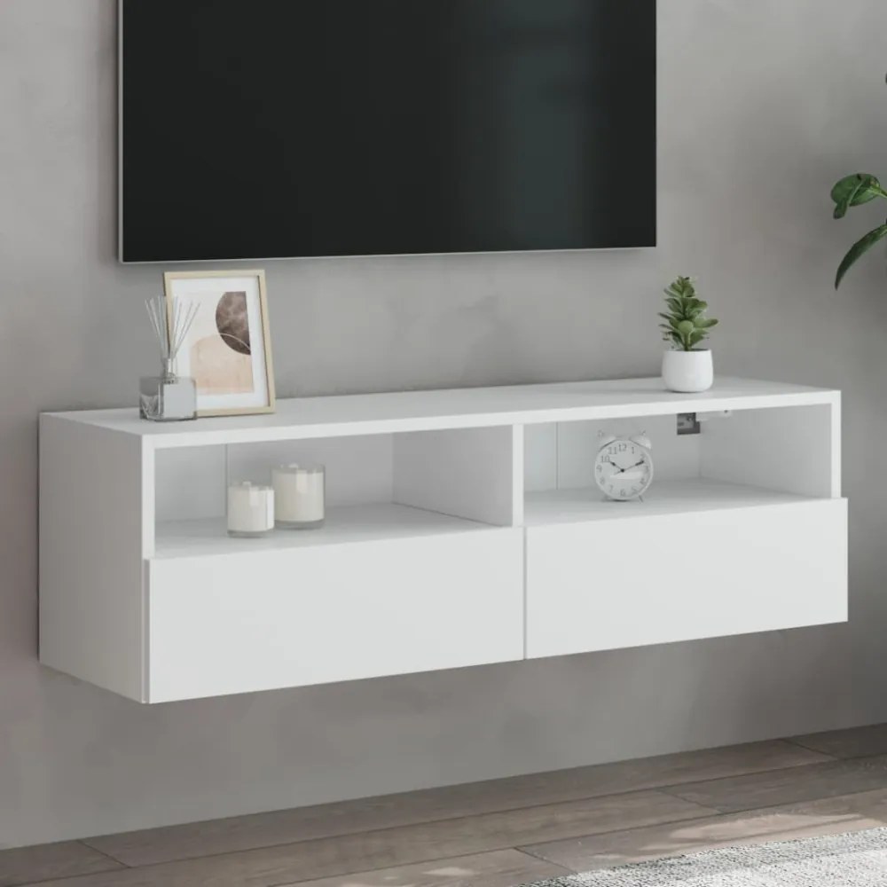 fehér szerelt fa fali TV-szekrény 100 x 30 x 30 cm