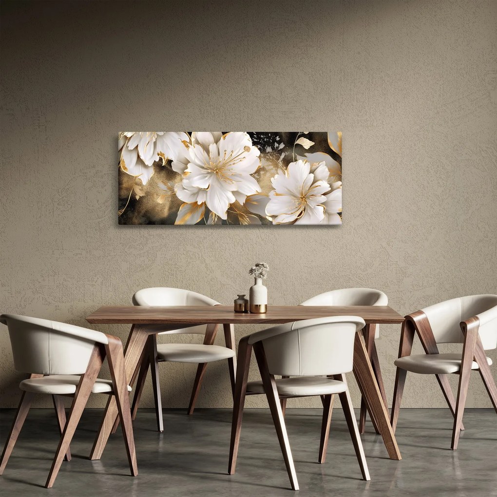 Kép - Virágok aranyban (120x50 cm)