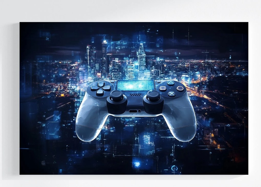 Vászonkép Canvas Gaming Játék Gamepad Konzol Vezérlő Város 60x40
