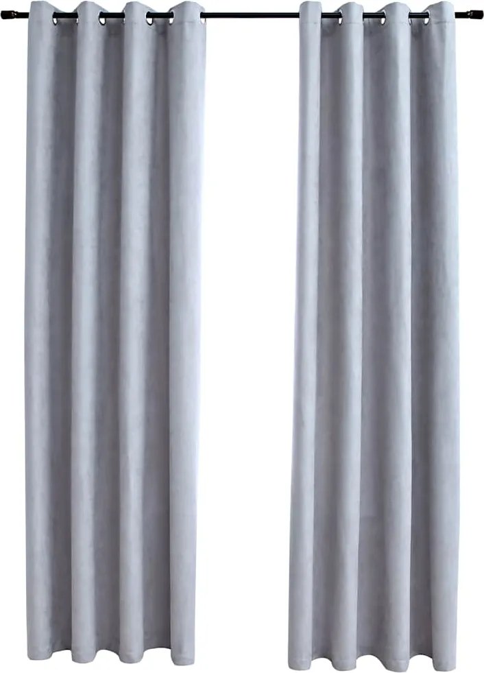 vidaXL 2 db szürke sötétítőfüggöny fémgyűrűkkel 140 x 245 cm