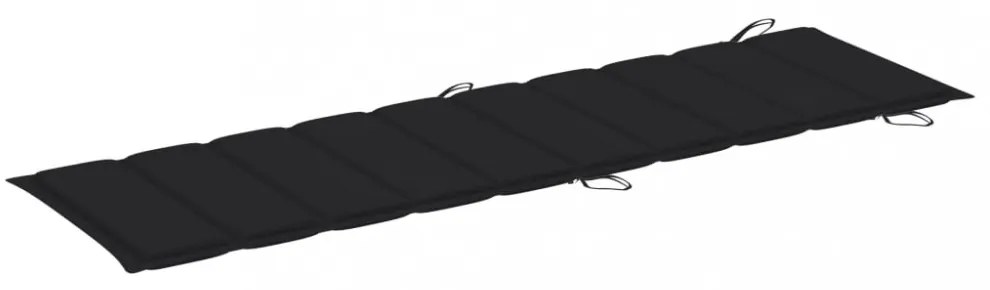 fekete oxford szövet napozóágy párna 186 x 58 x 3 cm