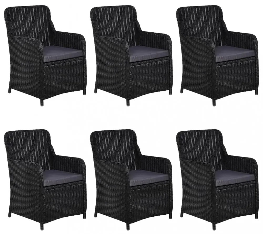 7 részes fekete kültéri polyrattan étkezőgarnitúra