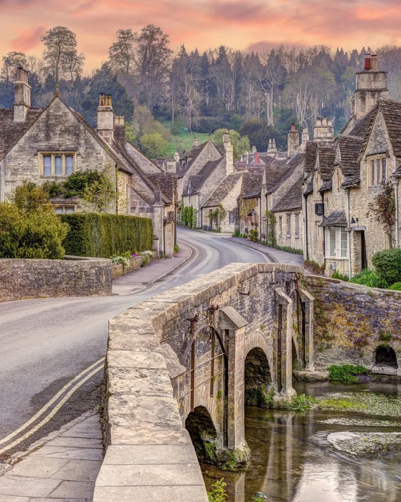 Poszter 40x50cm Házak és kőhíd, Assaf Frank