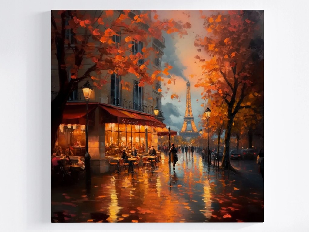Poszter Párizs Eiffel-torony Ősz Naplemente 80x80