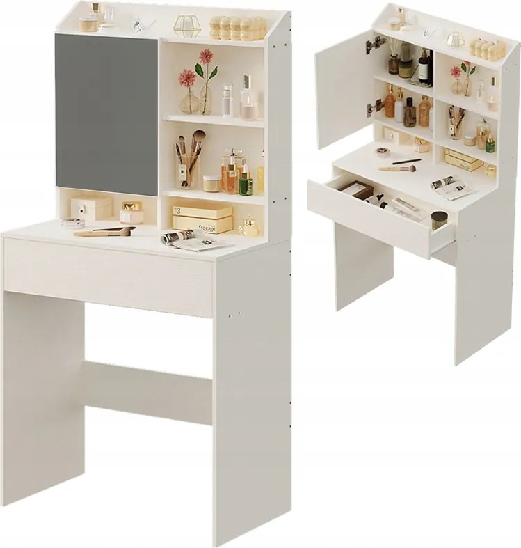 Modern Kozmetikai Fésülködőasztal Nyitható Tükör Loft Fiók Glamour