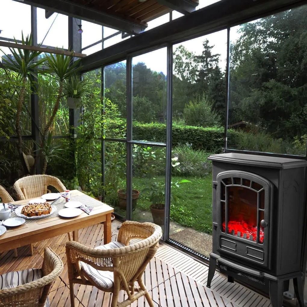 monzana® Elektromos kandalló ventilátoros fűtéssel és lánghatással 2000W Fekete