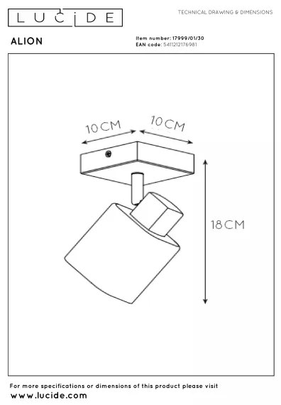 Lucide 17999/01/30 - ALION spotlámpa 1xE14/25W/230V