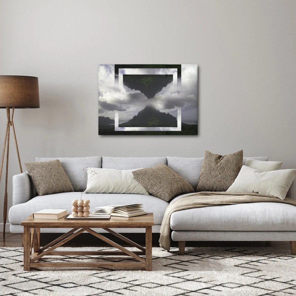 Kép - Hegyek Izlandon, geometrikus kollázs (70x50 cm)