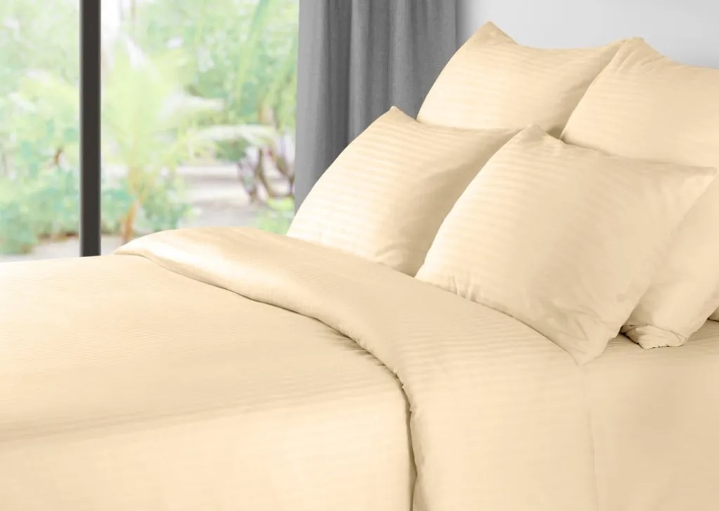 JASMINE mikroszálas ágyneműhuzat, pezsgőszínű – 2 cm-es csíkos, szállodai zsebes Ágyneműhuzat mérete: 70 x 90 cm | 140 x 200 cm