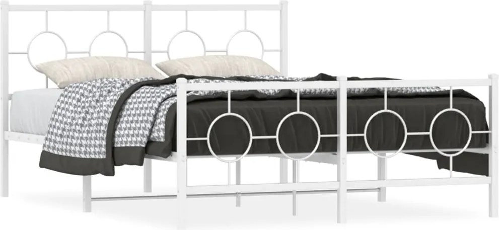 vidaXL fehér fém ágykeret fej- és lábtámlával 135x190 cm