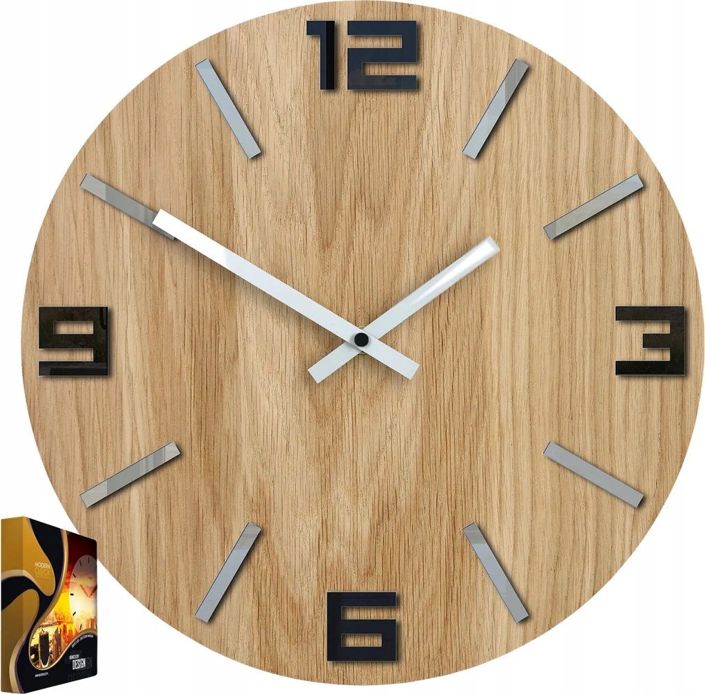 Falióra Akril Kvarc Mechanizmus Arabic Wood Black 33 cm Kerek