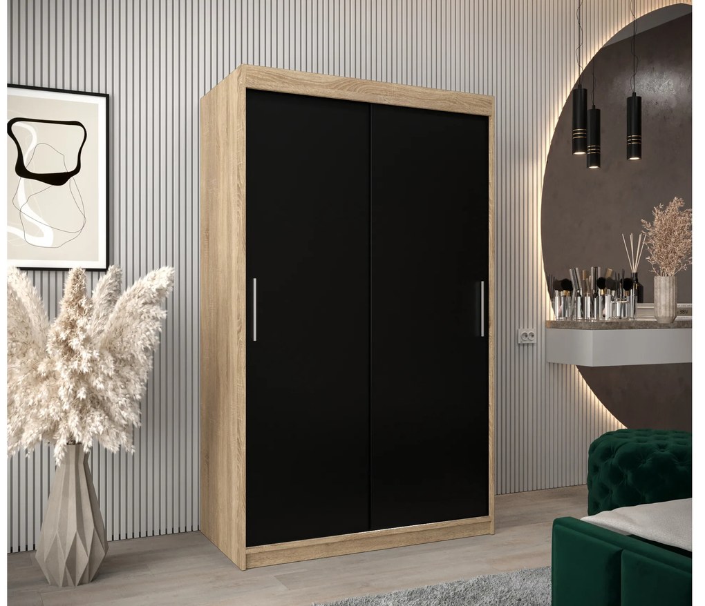 Ruhásszekrény 120 cm Toki (szonoma tölgy + matt fekete). 1064815