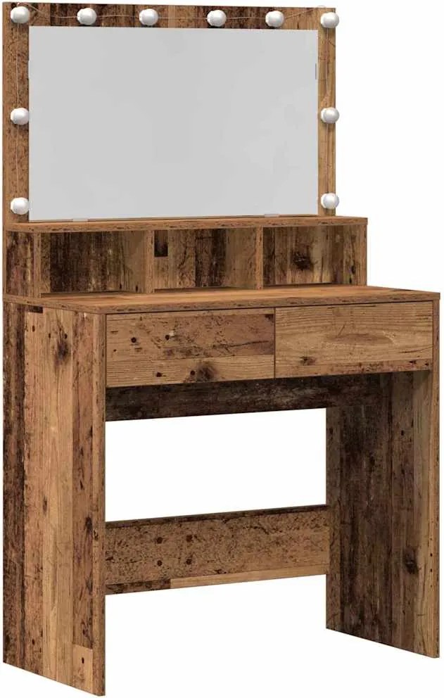 vidaXL Öltözködőasztal fiókkal Öreg fa 80 x 41 x 134,5 cm Faanyag
