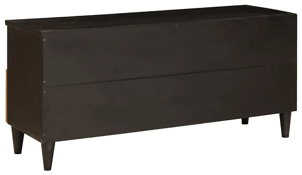 TV szekrény Fekete és Arany 100 x 33 x 46 cm tömör mangófa