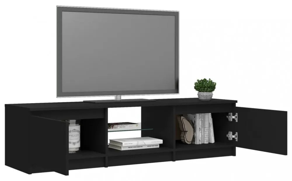 fekete TV-szekrény LED lámpákkal 140 x 40 x 36 cm