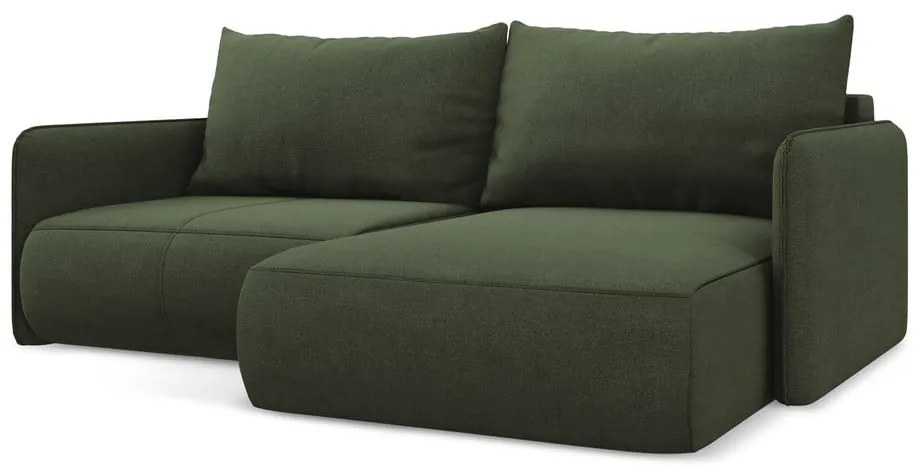 Zöld kinyitható-tárolóhelyes sarokkanapé (jobb oldali) Nanea – Makamii