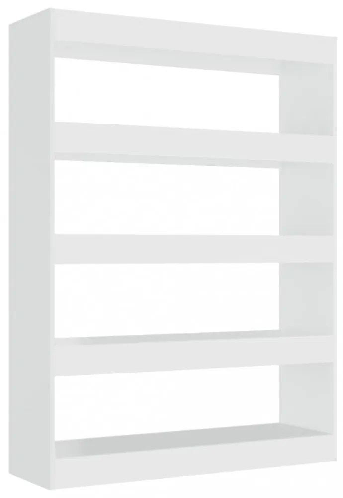 magasfényű fehér könyvszekrény/térelválasztó 100 x 30 x 135 cm