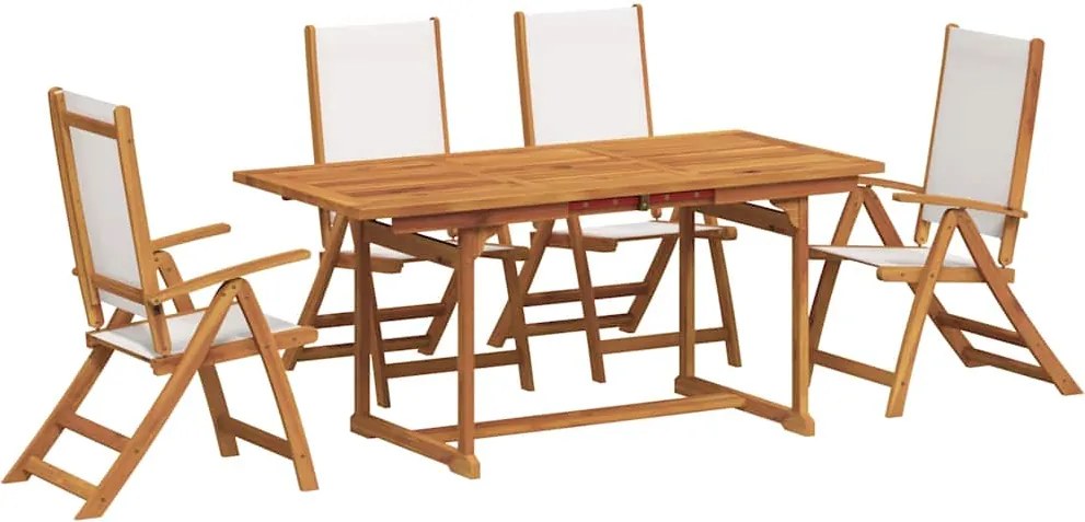 vidaXL 5 részes tömör akácfa és textilén kerti étkezőgarnitúra