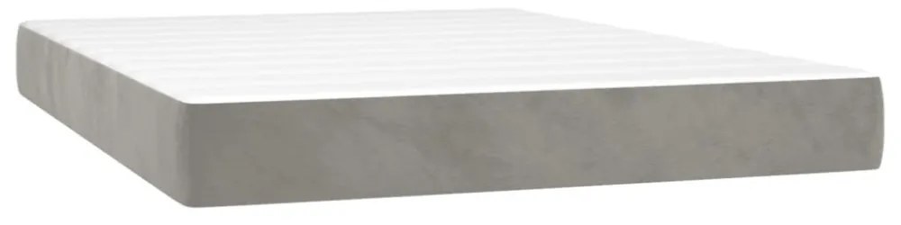 világosszürke bársony rugós és LED-es ágy matraccal 140x190 cm