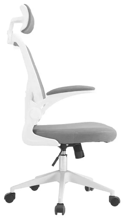 Ergonomikus irodai szék deréktámasszal, fejtámlával, szürke