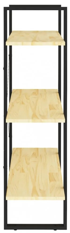 háromszintes tömör fenyőfa könyvszekrény 80 x 30 x 105 cm